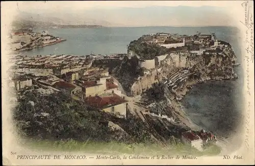 Ak Monte Carlo Monaco, la Condamine et le Rocher de Monaco