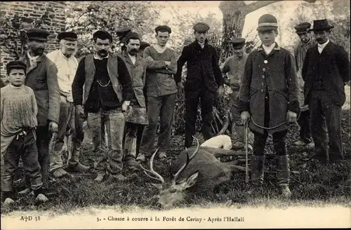 Ak Chasse a courre a la Foret de Cerisy, Apres l'Hallali