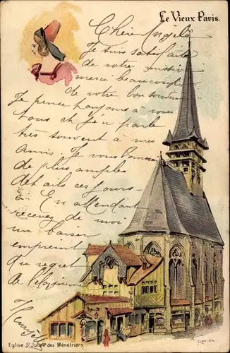 Künstler Litho Robida, Albert, Paris, Eglise St Julien