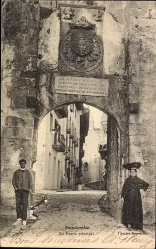 Ak Fuenterrabia Baskenland, La Puerta principal, Blick durch das Tor