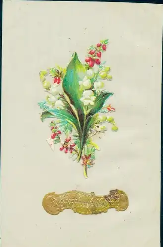 Zelluloid Ak Glückwunsch Neujahr, Maiglöckchen