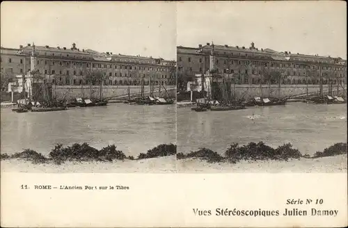 Stereo Ak Roma Rom Lazio, L'Ancien Port sur le Tibre