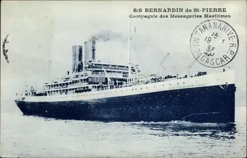 Ak Dampfschiff SS Bernardin de Saint Pierre, Messageries Maritimes, Paquebot
