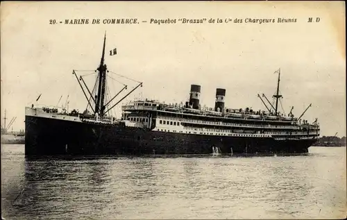 Ak Paquebot Brazza, Compagnie des Chargeurs Reunis, Marine de Commerce