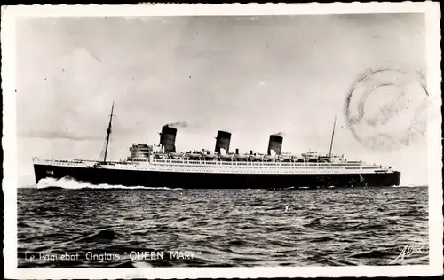 Ak Passagierschiff RMS Queen Mary auf See, Cunard Line