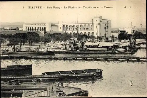 Ak Bizerte Tunesien, Baie Ponty, La Flotille des Torpilleurs et la Caserne