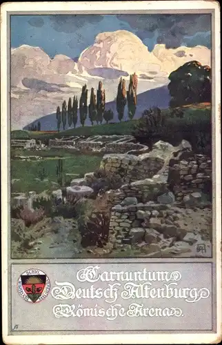 Künstler Ak Petronell Carnuntum Niederösterreich, Römische Arena, Deutscher Schulverein 396