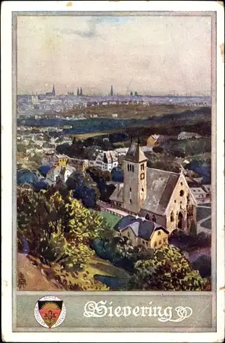 Künstler Ak Wien 19. Döbling Sievering, Kirche, Teilansicht, Dt. Schulverein 326