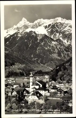 Ak Schruns in Vorarlberg, Totalansicht, Bergpanorama