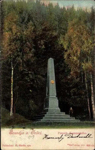 Ak Brandýs nad Orlicí Brandeis an der Adler Region Pardubice, Pomnik Komenskeho