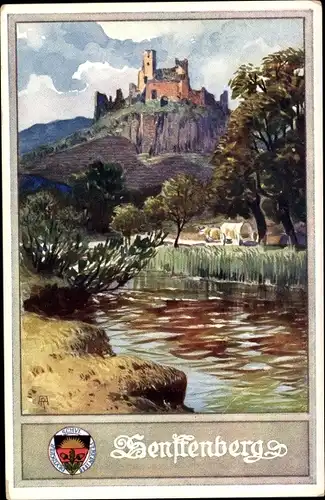 Künstler Ak Senftenberg Niederösterreich, Burgansicht, Flusspartie