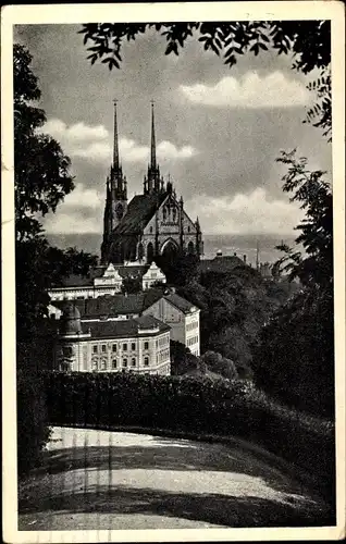 Ak Brno Brünn Südmähren, Blick zum St. Petersdom, Promenade, Petrov