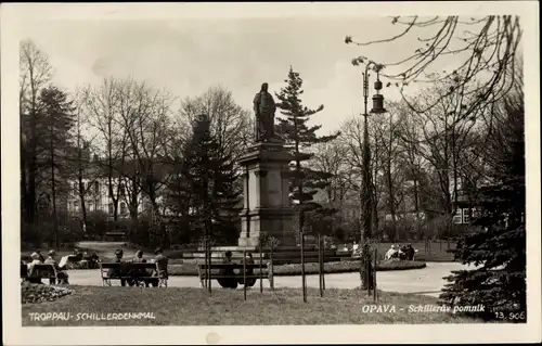 Ak Opava Troppau Region Mährisch Schlesien, Schillerdenkmal