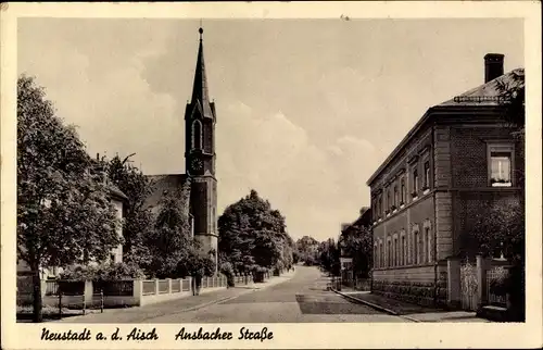 Ak Neustadt an der Aisch Mittelfranken, Ansbacher Straße, Kirche