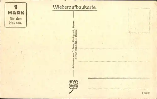 Ak Dessau in Sachsen Anhalt, Friedrich Theater, Ruine nach dem Brand 1922