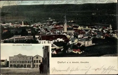 Ak Dietfurt an der Altmühl Oberpfalz, Panorama, oberer Marktplatz