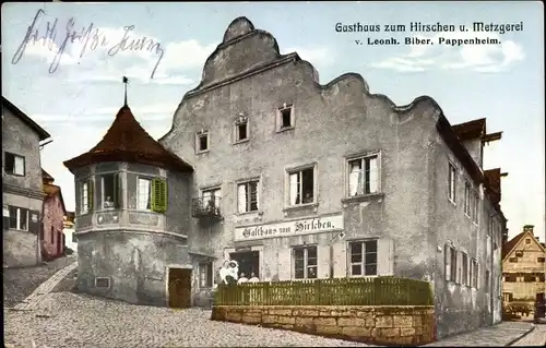Ak Pappenheim im Altmühltal Mittelfranken, Gasthaus zum Hirschen, Metzgerei