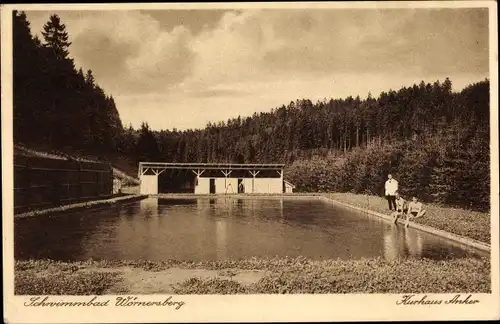Ak Wörnersberg im Nordschwarzwald, Schwimmbad, Kurhaus Anker