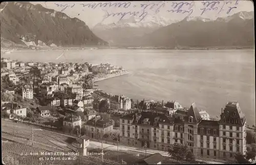Ak Montreux Kanton Waadt Schweiz, Hotel Belmont et la Dent du Midi