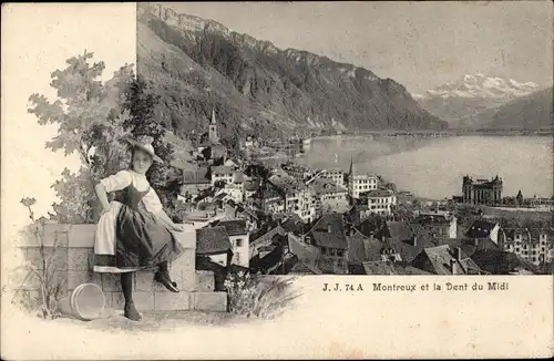Ak Montreux Kanton Waadt Schweiz, Panorama et la Dents du Midi