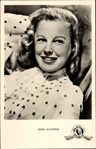 Ak Schauspielerin June Allyson, Portrait, Metro Goldwyn Mayer