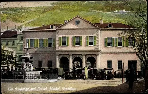 Ak Gibraltar, The Exchange and jewish Market, Börse, Jüdischer Markt