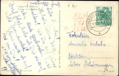 Ak Lutherstadt Eisleben, Post mit Andreaskirche