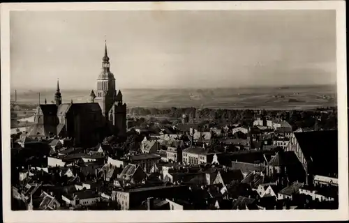 Ak Stralsund in Mecklenburg Vorpommern, Blick auf die Marienkirche, Stadtpanorama