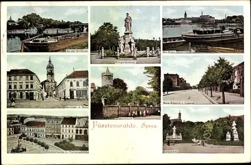 Ak Fürstenwalde an der Spree, Kriegerdenkmal, Hafen, An der Schleuse, Kaiserplatz