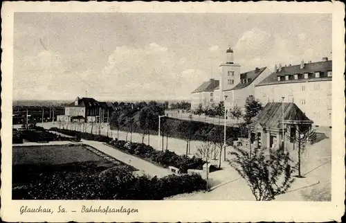 Ak Glauchau an der Zwickauer Mulde in Sachsen, Blick auf die Bahnhofsanlagen