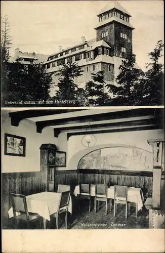 Ak Oberwiesenthal im Erzgebirge, Unterkunftshaus auf dem Fichtelberg, Wolkensteiner Zimmer