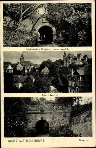 Ak Tecklenburg in Westfalen, Totalansicht, Burgtor