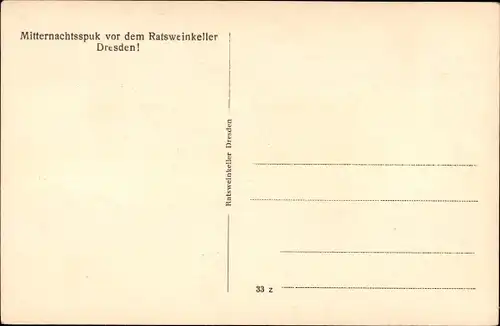 Künstler Ak Mitternachtsspuk vor dem Ratsweinkeller, Ziege, Wein, Weintrauben