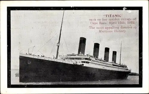 Ak Trauerkarte, Dampfer Titanic, White Star Line