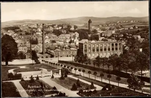 Ak Auerbach im Vogtland, Siegelohplatz mit Gesamtansicht