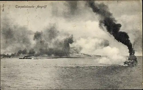 Ak Deutsches Kriegsschiff, Torpedoboot im Angriff, I WK