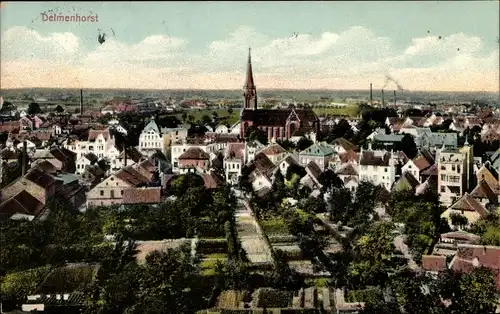 Ak Delmenhorst in Oldenburg, Panorama, Kirche