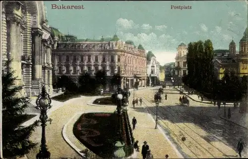 Ak București Bukarest Rumänien, Postplatz