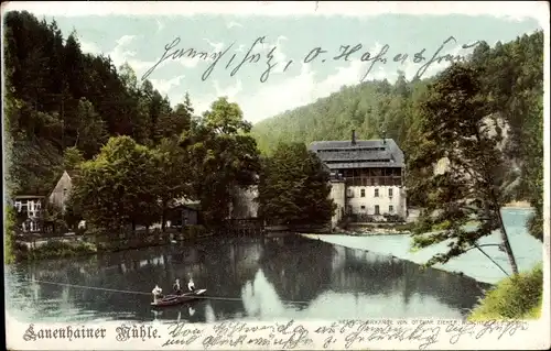 Ak Lauenhain Mittweida in Sachsen, Lauenhainer Mühle, Boot