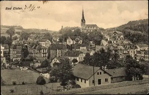 Ak Bad Elster im Vogtland, Ortsansicht mit Kirche