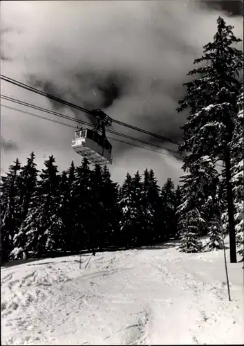 Ak Oberwiesenthal im Erzgebirge, Fichtelberg-Schwebebahn, Schnee