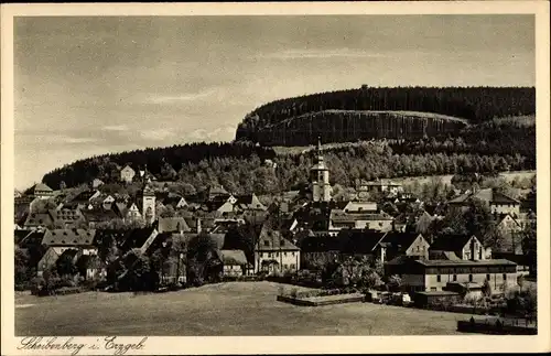 Ak Scheibenberg im Erzgebirge Sachsen, Totalansicht