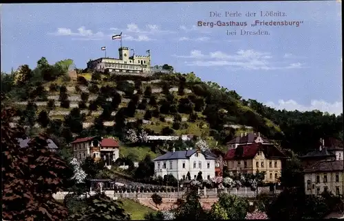 Ak Niederlössnitz Niederlößnitz Radebeul Sachsen, Friedensburg, Berg-Gasthaus