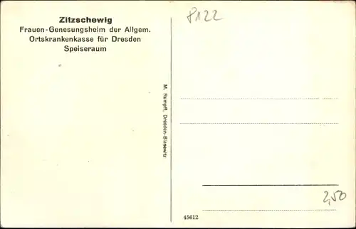 Ak Zitzschewig Radebeul Sachsen, Frauengenesungsheim der Allg. Ortskrankenkasse Dresden, Speiseraum