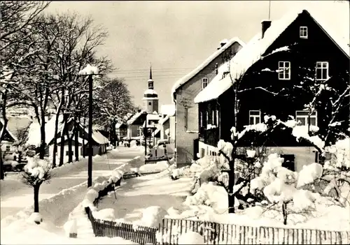 Ak Sosa Eibenstock im Erzgebirge, Straße der Deutsch-Sowjtischen Freundschaft, Winter