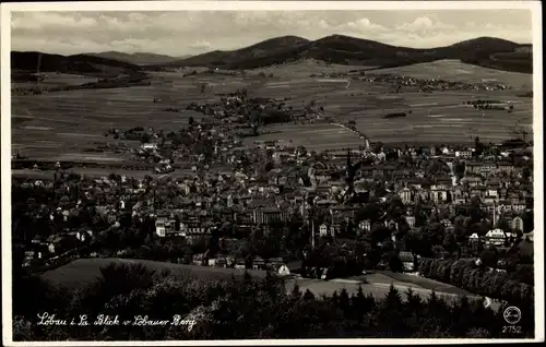 Ak Löbau in Sachsen, Stadtpanorama vom Berg, Hotel Honigbrunnen