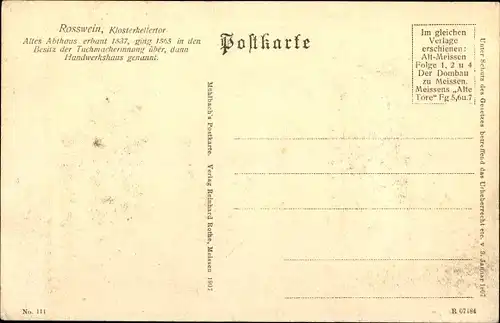 Ak Roßwein, Klosterkeller, Inh. Hermann Wilhelmi, Altes Abthaus