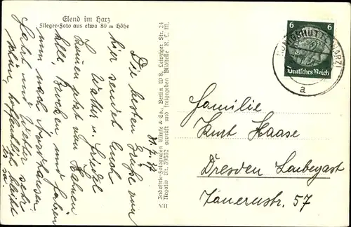 Ak Elend Oberharz am Brocken, Fliegeraufnahme