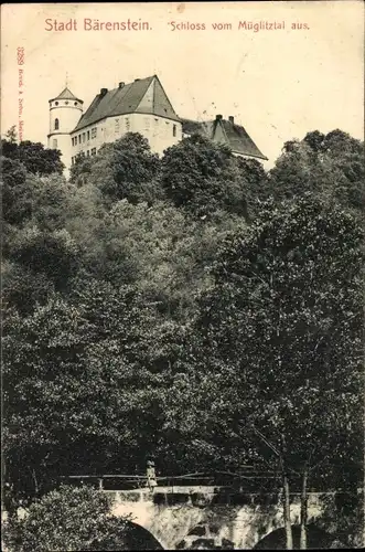 Ak Bärenstein Altenberg im Erzgebirge, Schloss Bärenstein vom Müglitztal aus