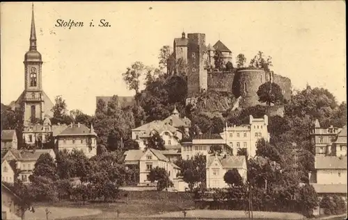 Ak Stolpen in Sachsen, Kirche und Schloss